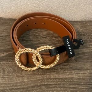 Torrid Brand Plus size belt. Double O Gold buckle . Cognac Faux suedeSZ 0/00plus